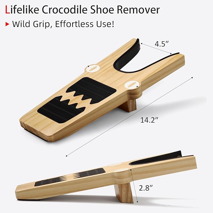 Wooden Boot Jack - Extra Wide Heavy Duty Boot Puller with Fun Crocodile Design, Ideal for Cowboy Boots, Work Boots & Shoes, One Size Fits All