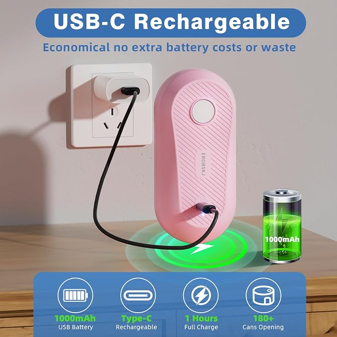 Auto Electric Can Opener, Rechargeable Can Openers for Seniors & Arthritis | One-Touch Rechargeable Battery Automatic Can Opener, Hands-Free, Smooth Edge, Compact, Cordless, Food-Safe Kitchen Gadgets