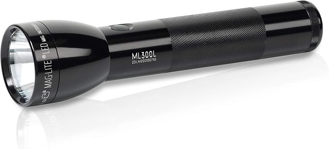 MagLite Battery-Powered LED Flashlight – ML300L 2-Cell D Flashlight with Adjustable Focus, Precise Beam, Long Battery Life, Water-Resistant for Emergency, Outdoor, and Camping