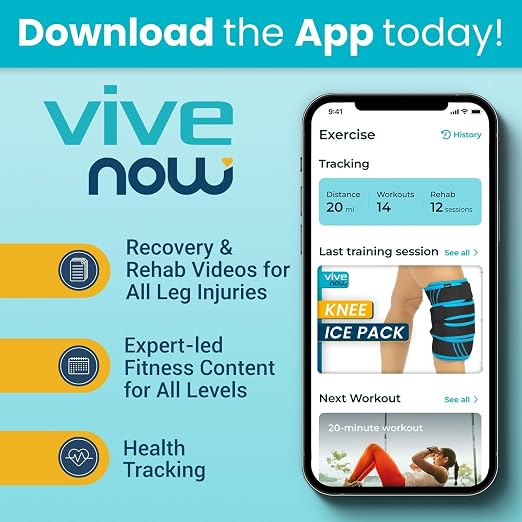 Vive Knee Ice Pack Wrap - Cold/Hot Gel Compression Brace for Pain Relief | Strap for Arthritis Pain, Tendonitis, ACL, Athletic Injury, Osteoarthritis, Women, Men, Running, Meniscus, Patella, & Surgery