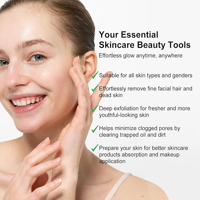 Dermaplane Razor for Women, Facial Razor, Peach Fuzz Remover, 10ct Navy | Disposable Dermaplaning Tool for Facial Hair Removal & Exfoliation, Microblade Design, Easy Replacement for Home & Travel