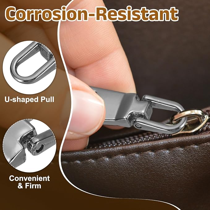 uxcell 10pcs Zipper Pull, 1.12 Inch Zinc Alloy Zip Puller Zipper Pull Replacement Sewing Zippers Tapes for Luggage Clothing Jackets Backpacks Boots, Grey