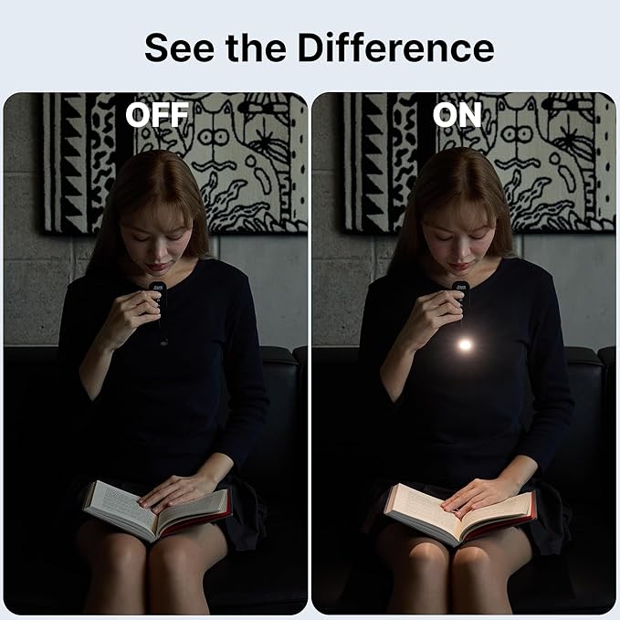 Clip-On Light for Clothes with Portable Case – Book Light, USB Rechargeable LED Lamp for Reading in Bed, Eye-Friendly 3 Color Modes, 3-Level Dimming