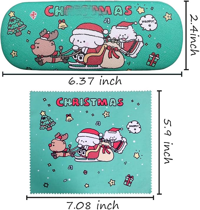 ADBGV Cute Stylish Hard Shell Eyeglasses Cases Protective Case Storage Box With Glasses Cloth Eyeglass Strap for Girl Teen