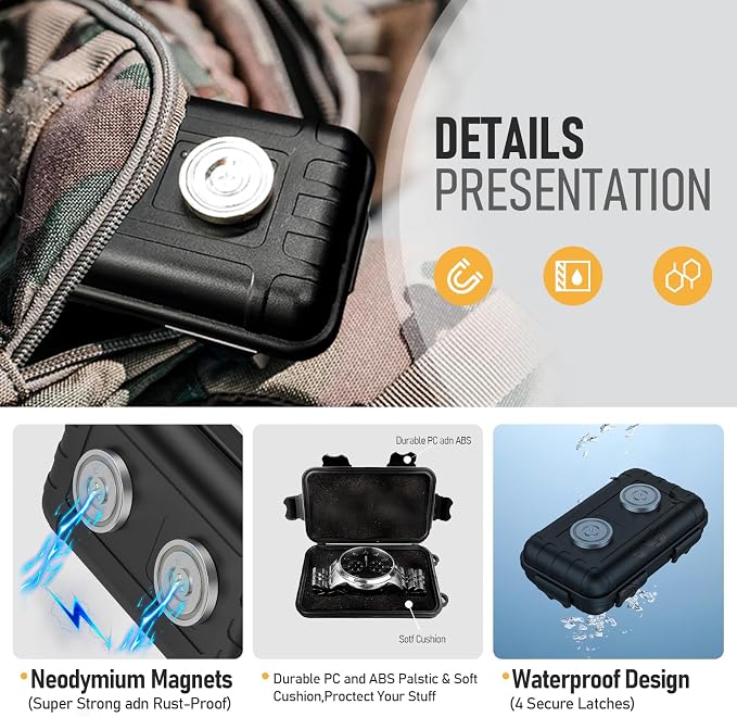 Magnetic Key Box,Magnet Key Holder Under car,Hide a Key Magnetic Holder,IPX7 Waterproof Key Hider Outdoor (Standard) (Regular2)