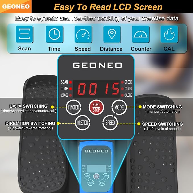 Under Desk Elliptical Machine, Electric Elliptical Leg Exerciser for Senior, Quiet and Compact Electric Seated Pedal Exerciser for Home with Monitor, Remote Control and 12 Adjustable Speeds