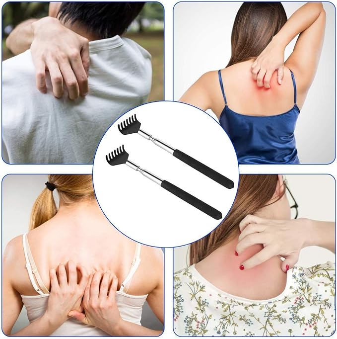 2 Pack Extendable Back Scratcher, Stainless Steel Telescoping Scratcher | Portable Back Scratcher Telescoping Back Scratcher with Beautiful Present Packaging