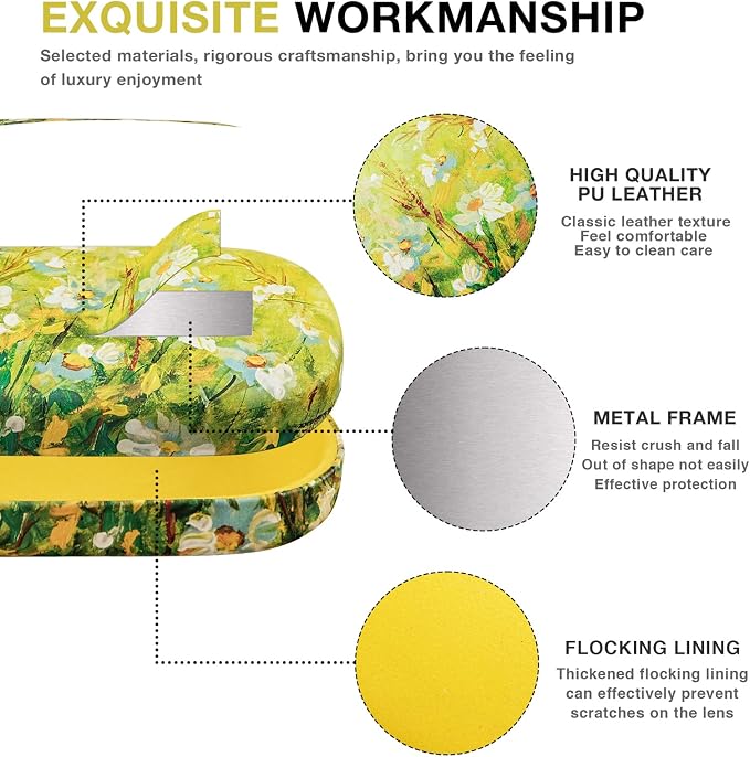 molshine Hard Shell Sunglasses Case,Classic Large Glasses Case for Women Men,Sunglass Eyeglasses