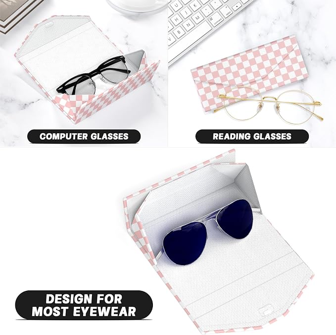 Sunglasses Case, Foldable Glasses Case, Magnetic PU Leather Hard Shell Folding Eyeglass Holder Box, Collapsible Unisex