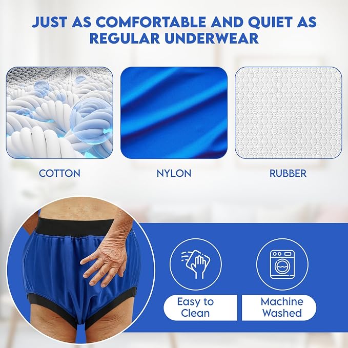 Adult Plastic Diaper Covers Waterproof for Incontinence Pants Washable M | Leakproof Rubber Incontinence Pants, High Waist Adult Plastic Diaper Cover for Women/ Men Underwear Overnight Protective