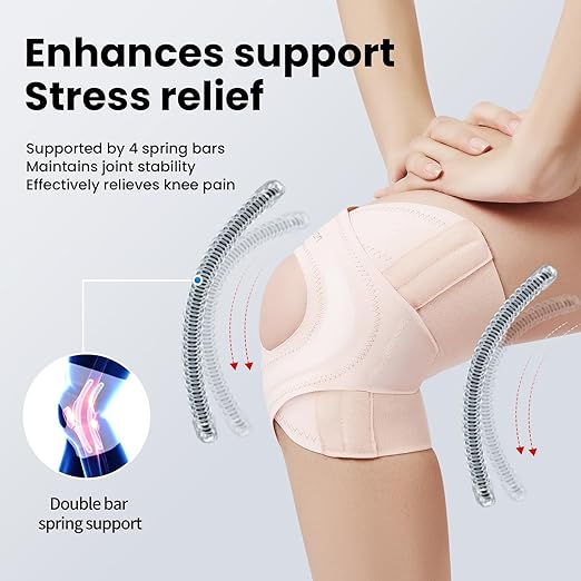 Galvaran Knee Brace for Women & Men, Relief Recovery Meniscus Tear, Arthritis Pain, ACL & MCL, Knee with Side Stabilizers，Adjustable Knee Support (Nude Pink, Medium)