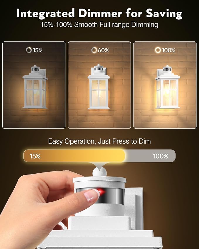 VIANIS White Motion Sensor Outdoor Wall Lights, Front Porch Lights Outdoor | Anti-Rust Waterproof Exterior Lighting Fixtures Wall Mount, Dusk to Dawn Outside Garage Lights, Outdoor Wall Sconce Lantern