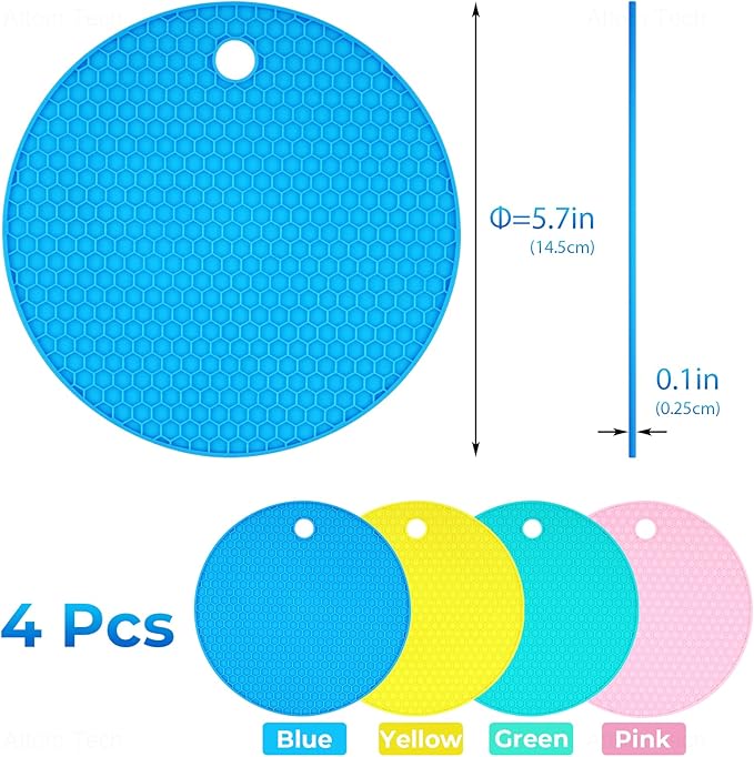 NiHome Rubber Jar Opener Gripper Honeycomb Pads Large 5.7" Jar Opener for Weak Arthritic Hands Seniors Multi-Purpose Can Bottle Opener Heat Resistant Trivet Mat