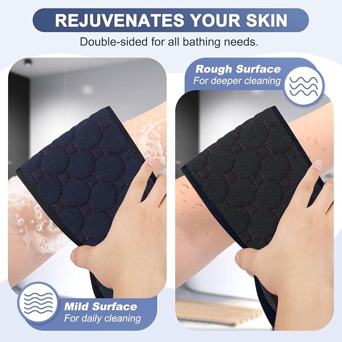 eaxun 39 Inch Exfoliating Back Scrubber with Dual Handles for Shower | Wider Dual-Sided Bath Washer for Deeper Cleansing, Full Back Coverage Exfoliator without Straining for Men & Women
