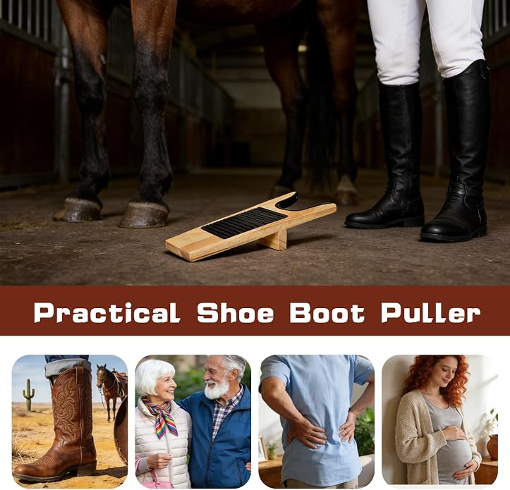 Wooden Boot Puller, Boot Remover for Cowboy Boots，No Bend Boot Removal Tool with Non Slip Base, Very Suitable For Elderly And Adult Use