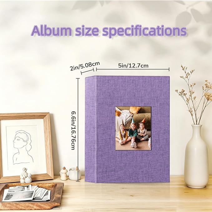 popotop Photo Album 4x6-100 Photos Photo Books with 100 Vertical Pockets,Linen Cover Albums for Family Wedding Anniversary Baby Vacation Pictures