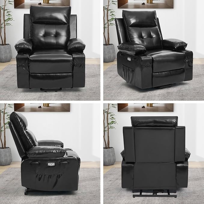 Power Lift Chair for Elderly,Electric Recliner Chair with Vibrating Massage & Heating,Living Room Chair with Thickened armrest,USB Ports,2 Cup Holders