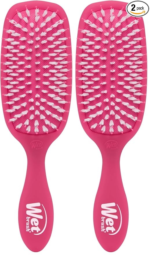 Wet Brush Smooth Styler Hair Brush, Pink Frost, Exclusive Ultra-soft IntelliFlex Bristles, Synthetic Boar Bristles, Shiny And Smooth, For All Hair Types, For Women, Men, Wet And Dry (Pack of 2)