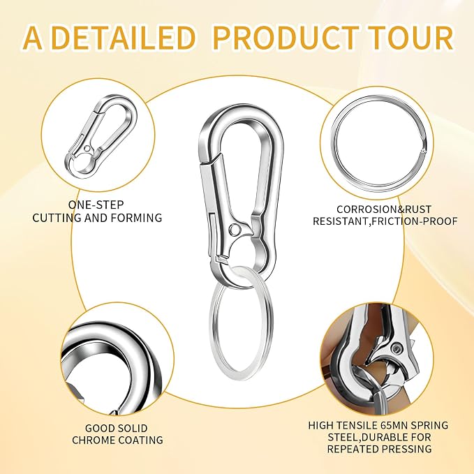 4 Pack Keychain, Metal Key Chain, Sturdy Key Ring, Key Rings Key Organizer Keychain Clip Key Chains for Men Women