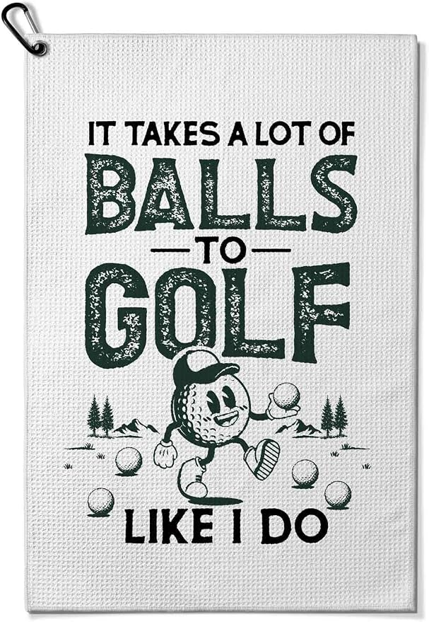 Funny Golf Towel with Clip, Golf Bag Accessories for Women, Golf Gifts for Men Mom Grandma Player,16x24inch Waffle Weave Microfiber Golf Towels,Birthday Christmas Retirement Golfer Gifts