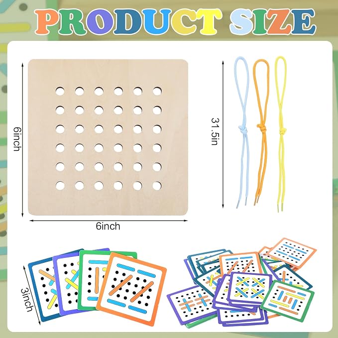 48pcs Dementia Activities for Seniors Threads Lacing Board Alzheimer's Memory Games and Jigsaw Puzzle Set for Caregivers Enhances Memory, Coordination, Focus