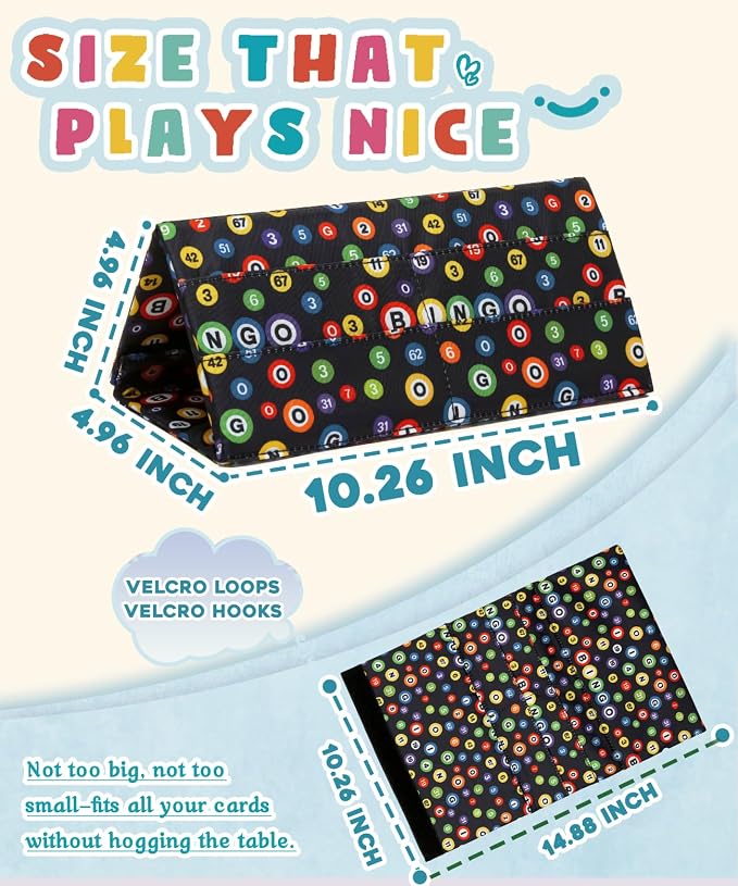 Card Holder for Canasta, Poker, Bridge & Casino Games Bingo Pull Tabs & Gambling Tickets Organizer Fun Card Game Player Gifts for Adults & Seniors (Black Ball)