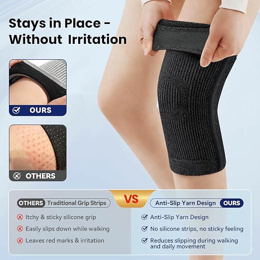 JOMVD Knee Compression Sleeve for Arthritis Pain – Knee Brace for Knee Pain Relief, Meniscus Tear, Inflammation, Circulation, Swelling & Injury Recovery – Anti-Slip Breathable Support for Women & Men,Medium
