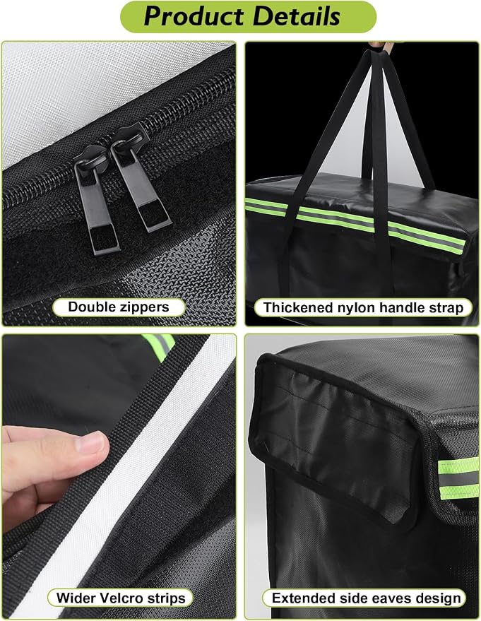 Large Fireproof Document Bags (24"×12"×13"), 4-Layer Thickened 360° Fire Safe Document Box, Rainproof Side Flap, Spacious Storage for All Valuables & Files Safe Accessories