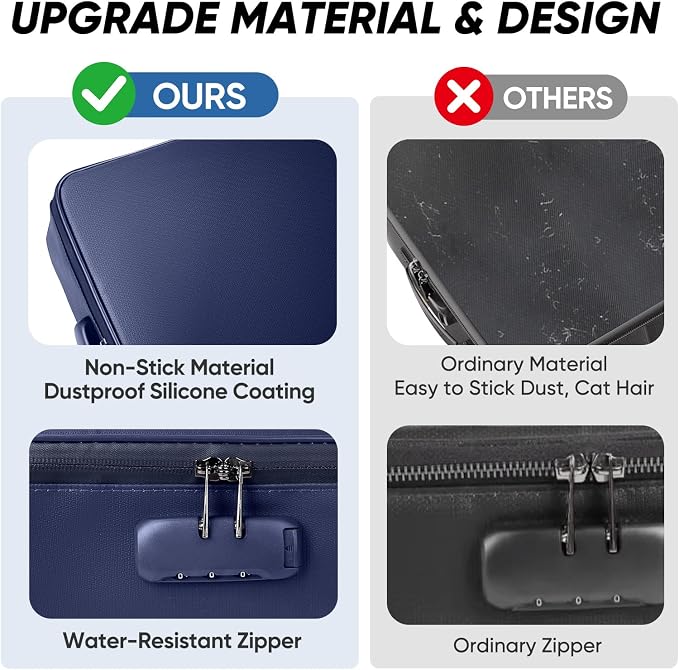 BALEINE Fireproof Document Box with Lock, Portable Fireproof Document Bag Waterproof Fire Proof File Boxes for Documents, File Organizer Box for Important Paperwork (Blue, 15''x11''x4'')