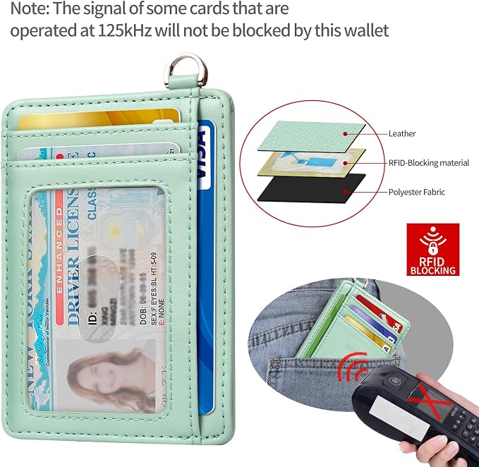 Slim Minimalist Front Pocket Wallet, RFID Blocking Credit Card Holder Wallet with Detachable D-Shackle for Men Women
