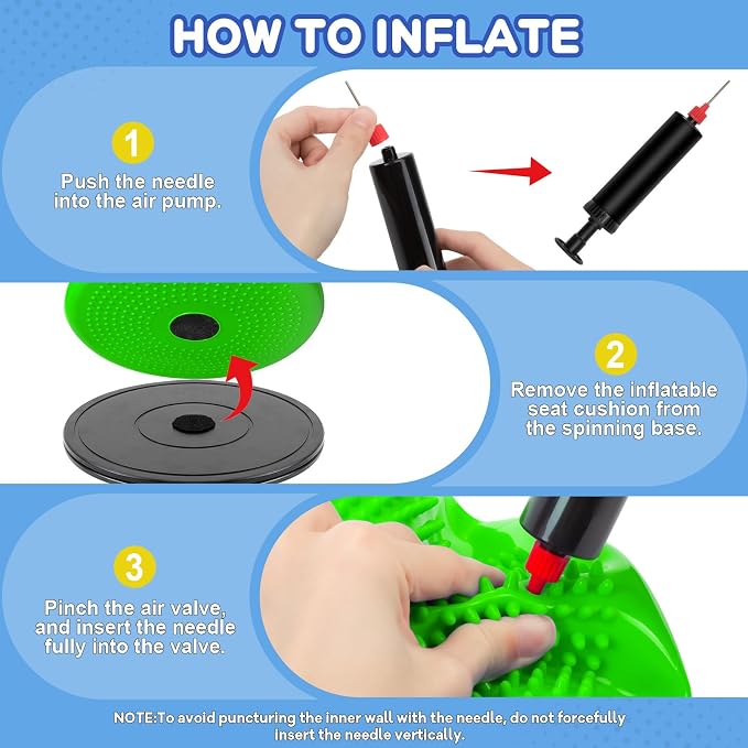 Wobble Cushion, Fimeetoy 360°Spinning Wiggle Seat, ADHD Sensory Chair,Flexible Seating in Classroom & Home,ADHD Tools for Kids,2-in-1 Detachable Balance Pad,Fidget for Focus-Green