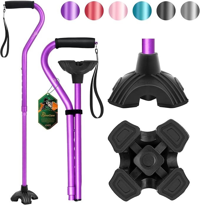 BeneCane Walking Cane Adjustable Cane with Offset Soft Cushioned Handle for Men & Women Lightweight Comfortable Extra Stability Base Mobility Aid for Men Women and Seniors
