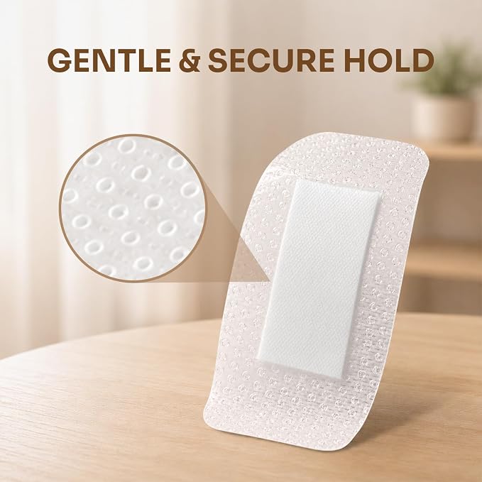 Conkote Silicone Bandages for Sensitive Skin 2"x4" Hypoallergenic Bandages | Breathable, Painless Removal,