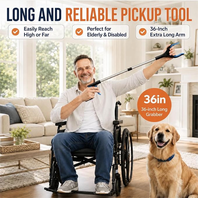 36" Grabber Reacher Tool, LEGENDONE Foldable Reacher Grabbers Pickup Tool for Senior, Post-Surgery Heavy Duty Upper Gripper, Wide Claw Trash Picker, Strong Grip| Powerful Magnet| 360° Rotating Head