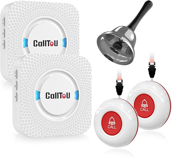 CallToU Wireless Caregiver Pager Smart Monitoring System Alert Buttons Hand Call Bell for Elderly Seniors Patients Nurse Disabled