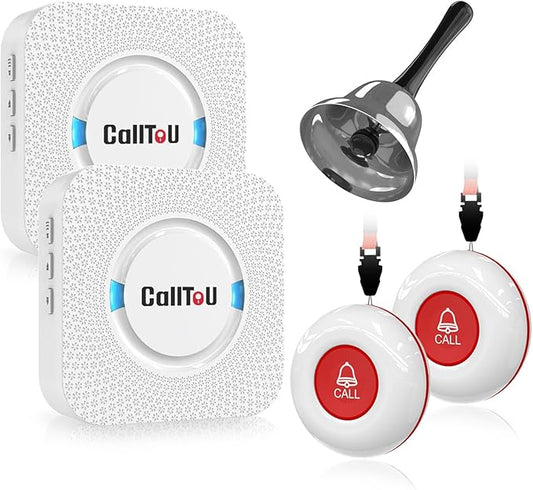 CallToU Wireless Caregiver Pager Smart Monitoring System Alert Buttons Hand Call Bell for Elderly Seniors Patients Nurse Disabled