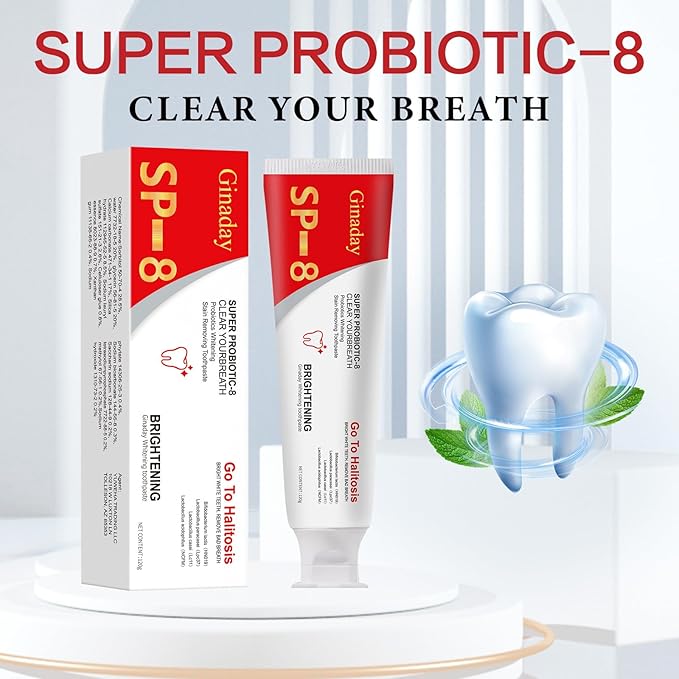 SP-8 Probiotic Ultra Whitening Toothpaste, Deep Cleaning Care Fresh Breath with Probiotic Oral Microbiot. (1 Pcs)