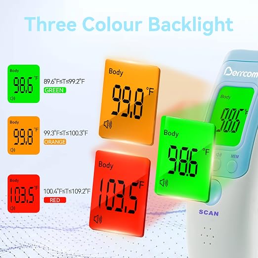 Berrcom Infrared Forehead Thermometer for Adults and Kids | Non-contact digital thermometer with fever alert, LCD, touchless for home, fast & accurate