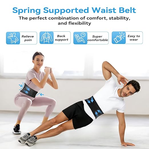 Back Brace for Lower Back Pain Relief,Back Support Belt for Men & Women | 6 Stainless Steel Spring Lumbar Support Belt For Herniated Disc and Sciatica，Four 2-in-1 elastic bands on the back Back Belt