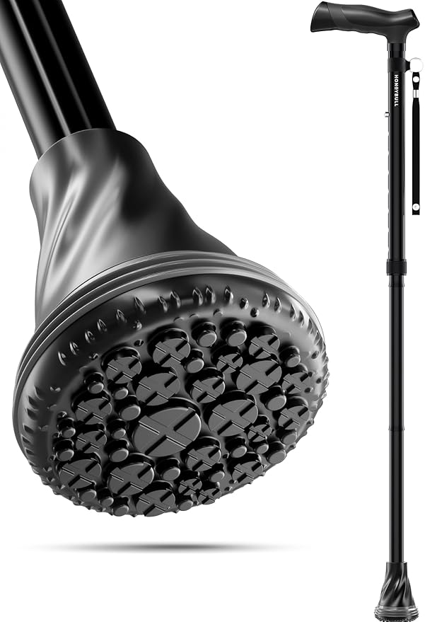 HONEYBULL Walking Cane for Men & Women – Foldable, Adjustable, Lightweight Cane with Air Cushion Tip for Stability & Ergonomic Grip, Heavy Duty Walking Sticks for Seniors