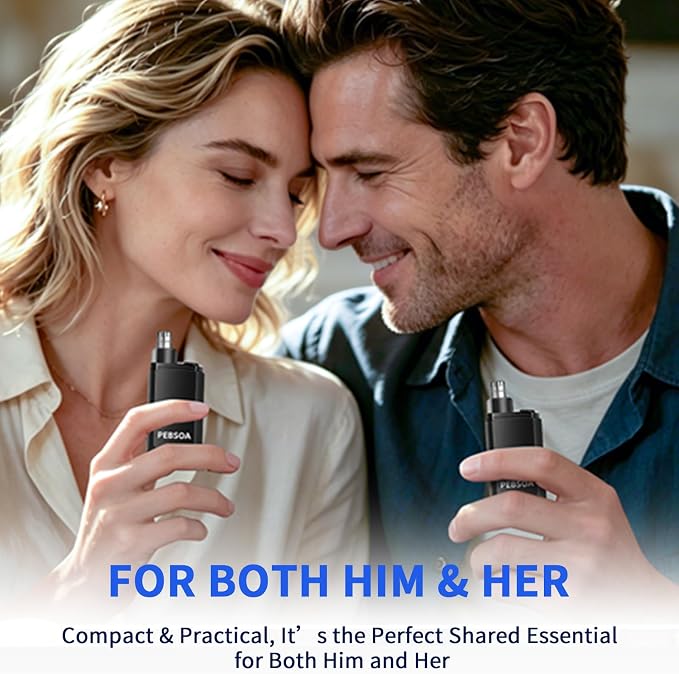 Nose Hair Trimmer for Men and Women, USB-Rechargeable Electric Nose and Ear Hair Trimmer, Pain-Free, Waterproof and Portable, with Stainless Steel Blades, Black