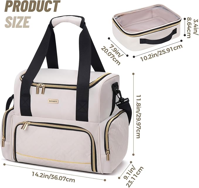 BAFAMYE Large Medicine Storage Bag with 2 Removable Cases, Medicine Storage Bag with Multiple Storage Sections,with Shoulder Strap,Suitable for Travel or Home,Beige
