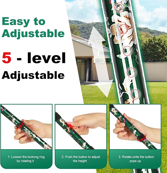 MFE Folding Cane, Portable 5-Level Adjustable Height Walking Stick with Foldable Design, Wrist Strap, and T Handle for Men and Women