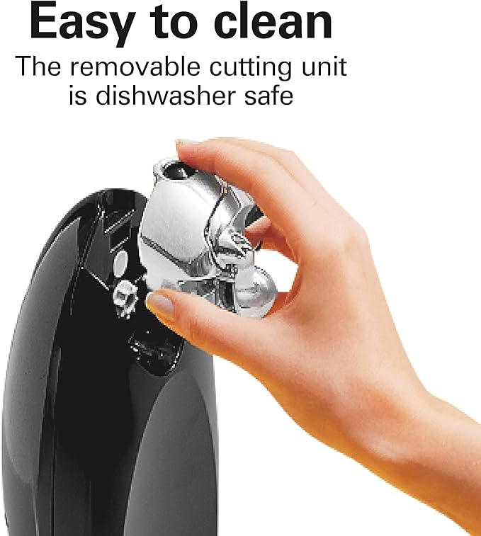 Hamilton Beach Classic Chrome Electric Can Opener with Automatic Shutoff | Patented SureCut Technology Easily Aligns Can | Knife Sharpener | Cord Storage | Extra Tall | Black | 76380J