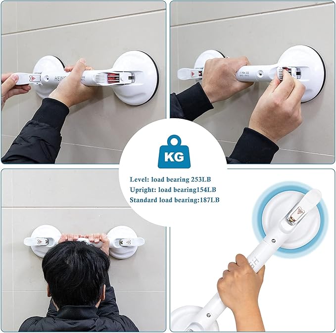 19inch Suction Shower Grab Bar, Portable Shower Handle Bar Suction Grip Bar Bathtub Handle with Strong Hold Suction Cup Fitting and Rapid Release for Bathroom(Max Capacity :300lb