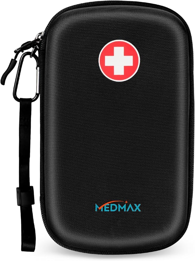 MEDMAX Hard Shell EVA Epipen Medical Carrying Travel Case Holds 3 EpiPens | Shock Absorption Medication Organizer Bag Emergency Medical Pouch for Asthma Inhaler, Allergy Medicine Essentials, Large