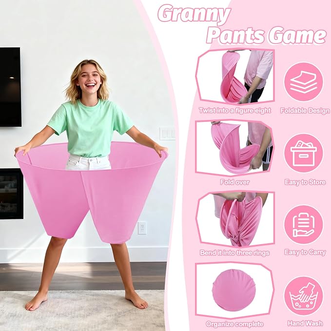 Granny Pants Outdoor Game with 8 Bouncy Balls and 1 Air Pump (Random Colors), 2PCS Granny Pants Game Baby Shower Funny Party Game for Adults & Family, Giant Pants Catch Granny Pants Yard Game