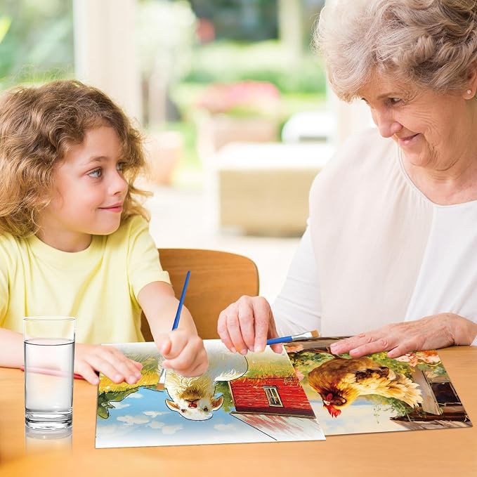36Pcs Dementia Activities for Seniors,Reusable Water Coloring Set for Dementia Memories Activities, Adults Seniors Toys Games with Painting Brush Drawing Gifts (Farm)