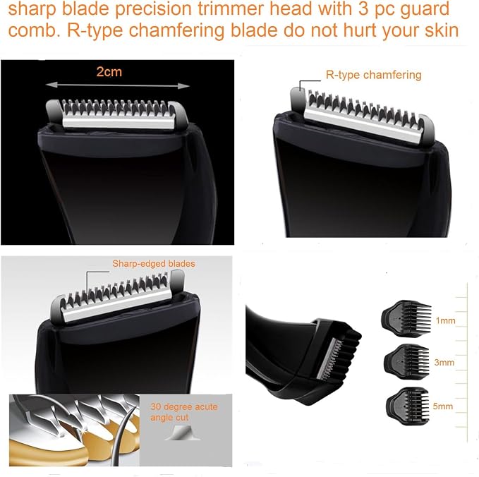 Men Pubic Hair Trimmer,Male Intimate Part Clipper,Wet Dry Groin Razor,Electric Body Hair Removal,Face Beard and Mustache Style Shaver,Portable Bald Detail Head Shaver,Man Grooming Kit