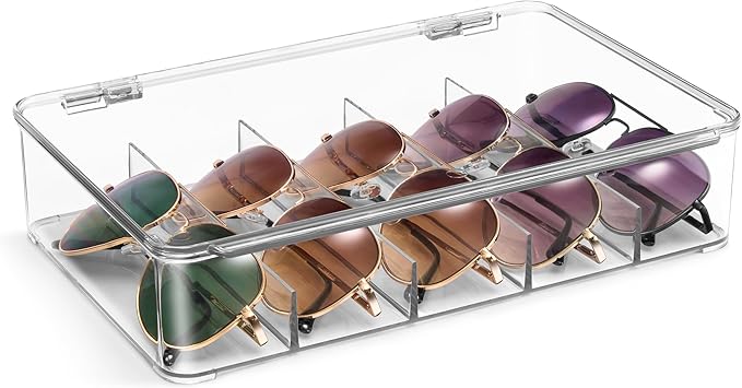 Sorbus Sunglasses Organizer - Plastic Stackable Eyeglass Case Storage Organizer for Multiple Glasses - Reading Glasses